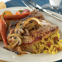 Curried Raisin Rice Stuffed Chops